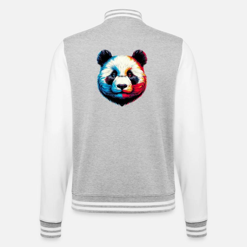 Panda - College-Sweatjacke - Grau meliert/Weiß