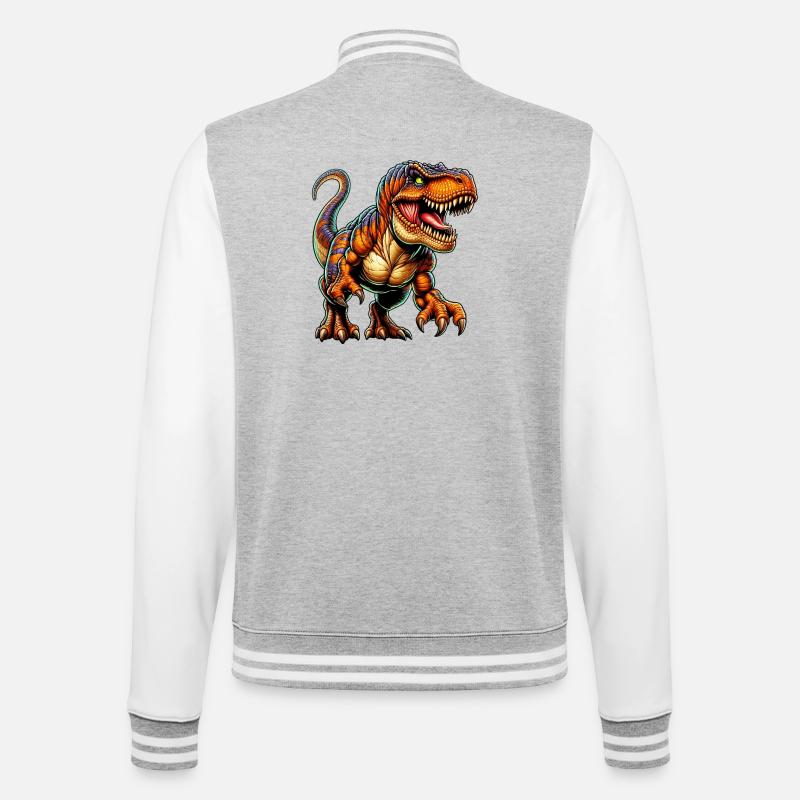 Dinosaur - College Sweat Jacket - heather grey/white