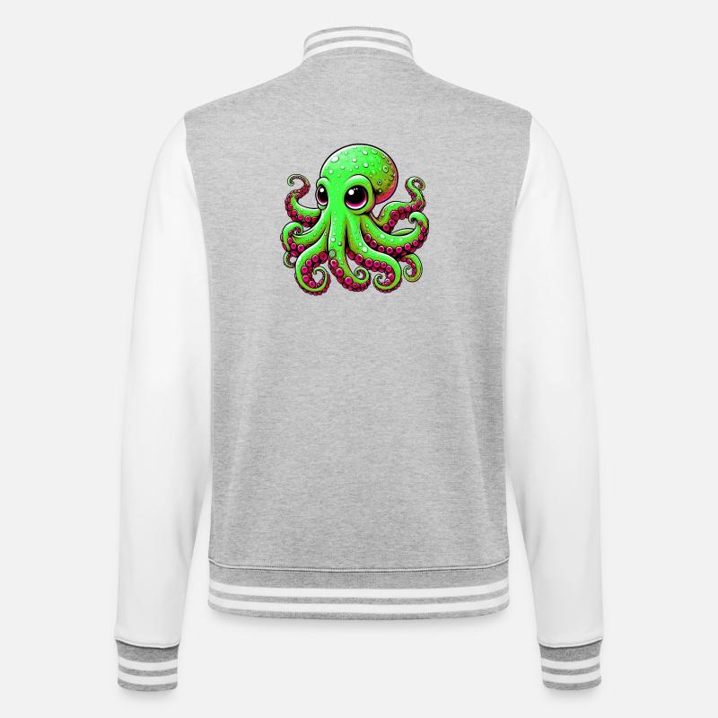 Pieuvre - Veste Teddy - gris chiné / blanc