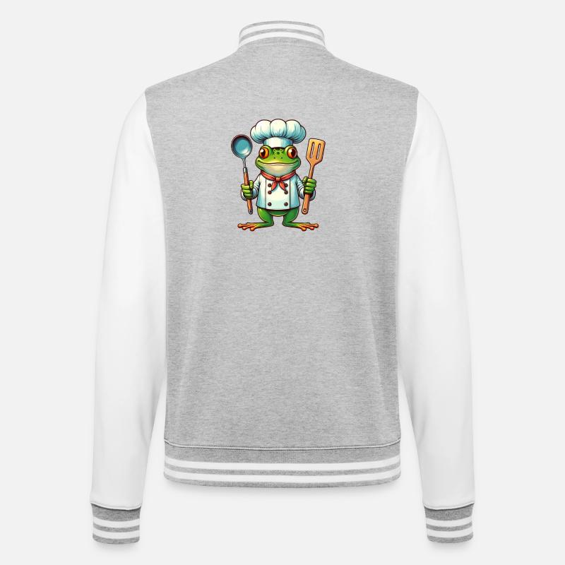 Chef Frog Funny Kitchen Design - College Sweat Jacket - heather grey/white
