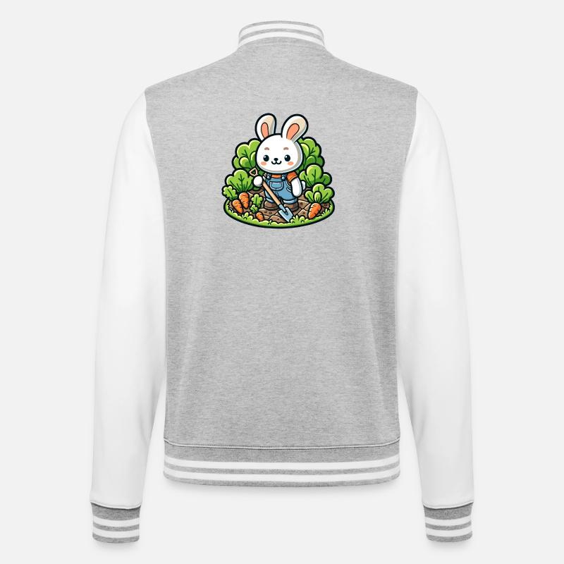Erntetrichter: Der Gartenhase - College-Sweatjacke - Grau meliert/Weiß