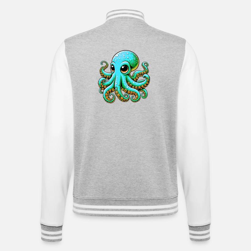 Pieuvre - Veste Teddy - gris chiné / blanc