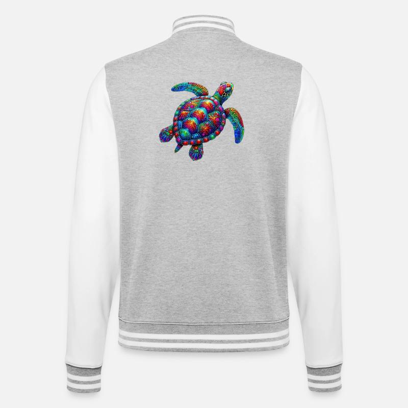 Schildkröte - College-Sweatjacke - Grau meliert/Weiß