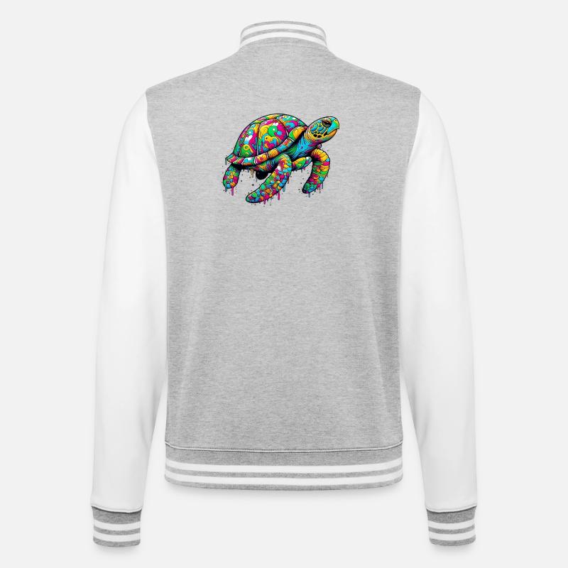 Tortue - Veste Teddy - gris chiné / blanc