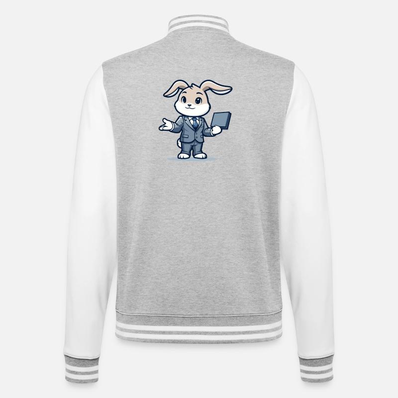 Techie Hopper: Das Unternehmenskaninchen - College-Sweatjacke - Grau meliert/Weiß