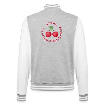 Avec moi, ce n’est pas bon de manger des cerises Denglisch - Veste Teddy - gris chiné / blanc - Dos - Marisol (170cm)