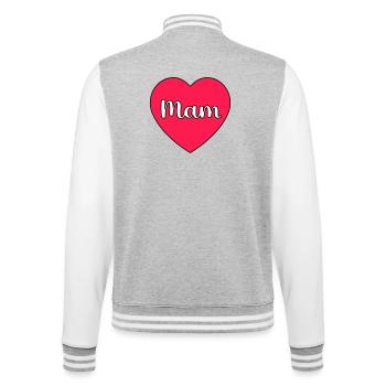 Mama Hart - College-Sweatjacke - Grau meliert/Weiß - Hinten - Marisol (170cm)