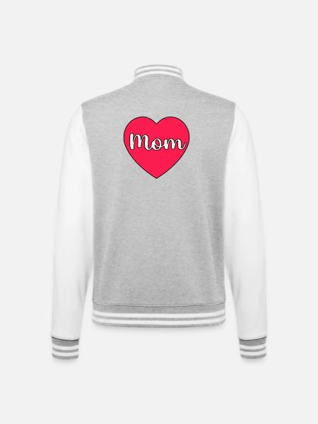 Mom Heart - College Sweat Jacket - heather grey/white