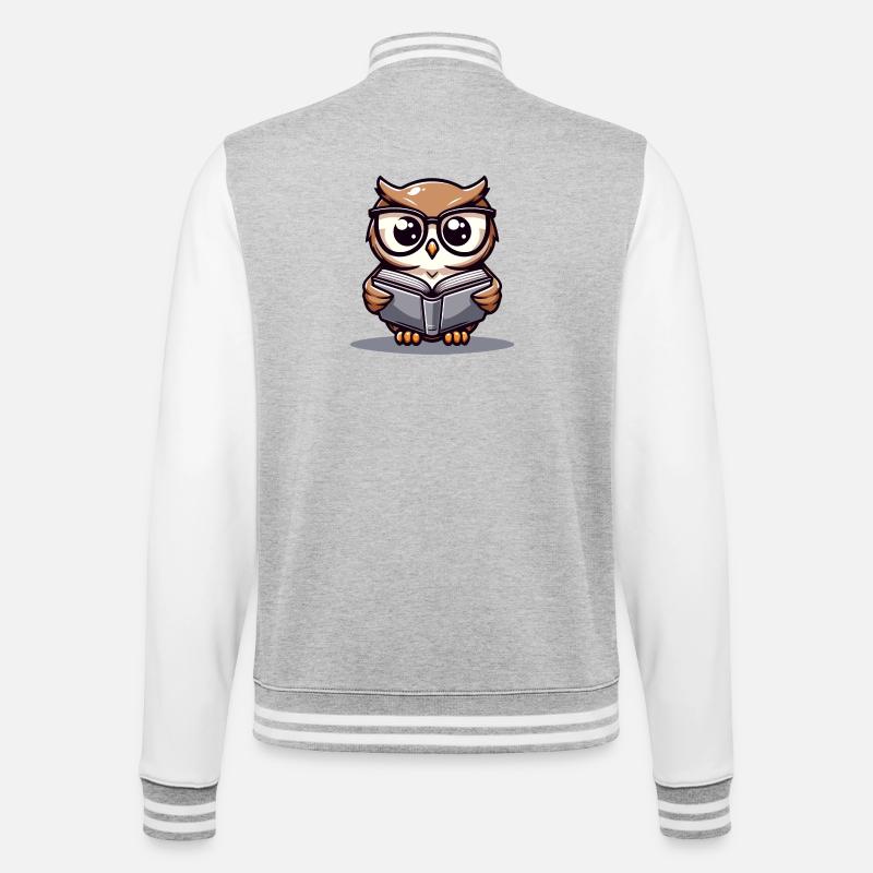 Wise Words: The Bookish Owl - College Sweat Jacket - heather grey/white