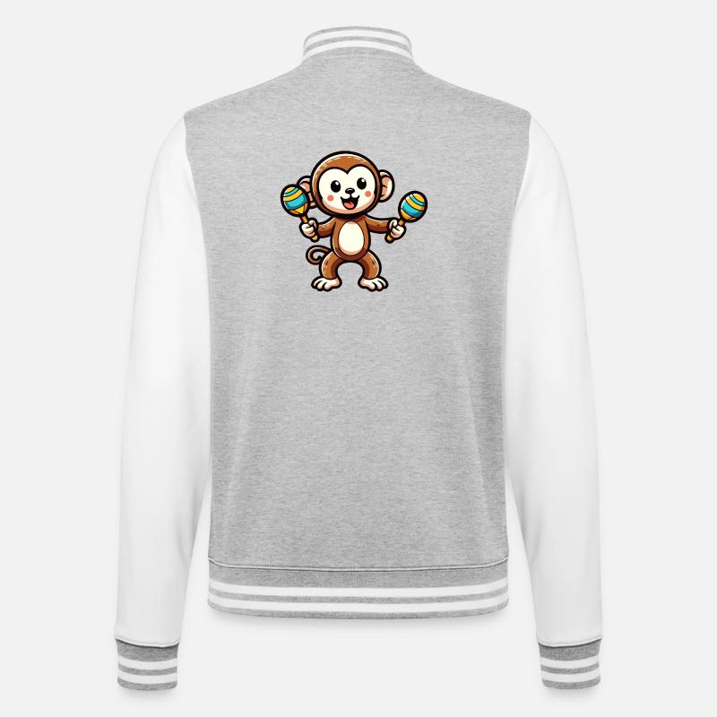 Singe Maraca : le primate musical - Veste Teddy - gris chiné / blanc