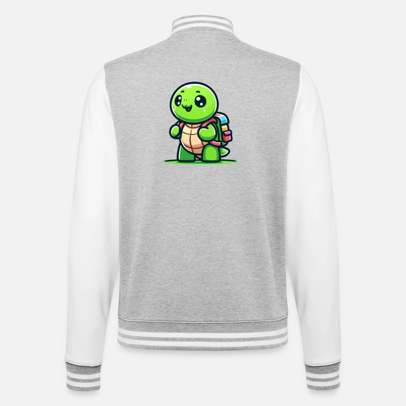 Trailblazer Turtle: Der Entdecker - College-Sweatjacke - Grau meliert/Weiß