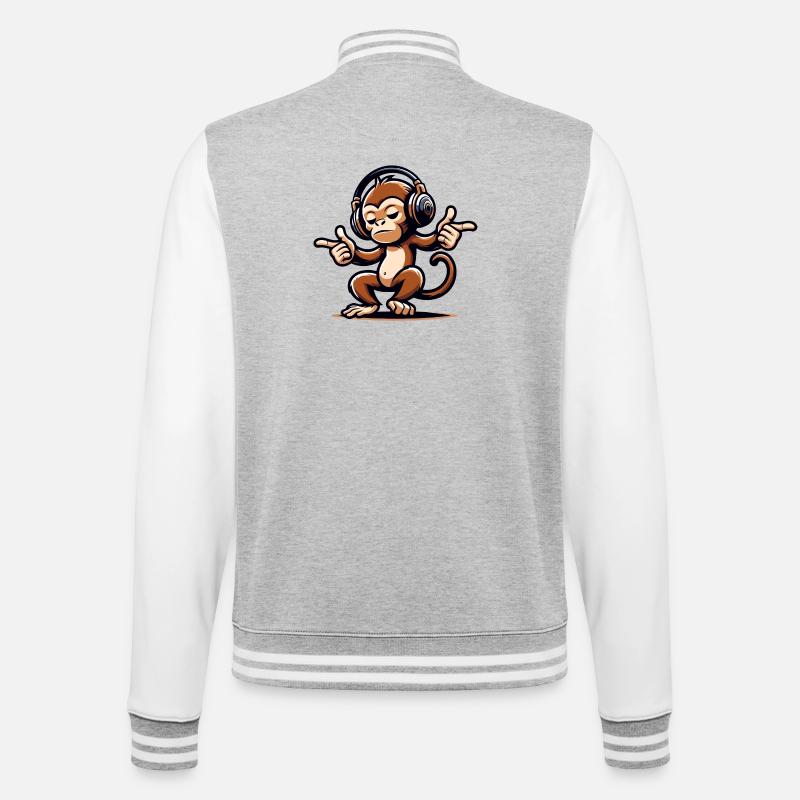 The Mix Master Monkey - College Sweat Jacket - heather grey/white