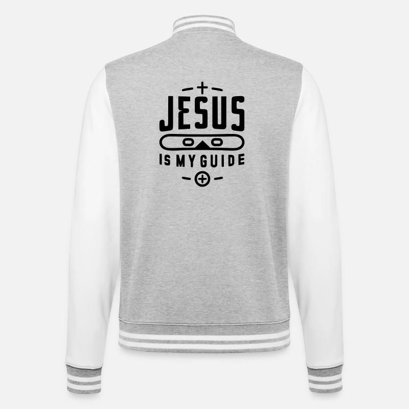 Jesus is my guide - College Sweat Jacket - heather grey/white