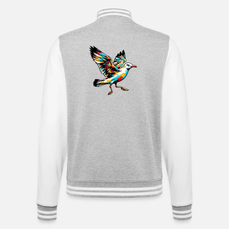 Möwe - College-Sweatjacke - Grau meliert/Weiß