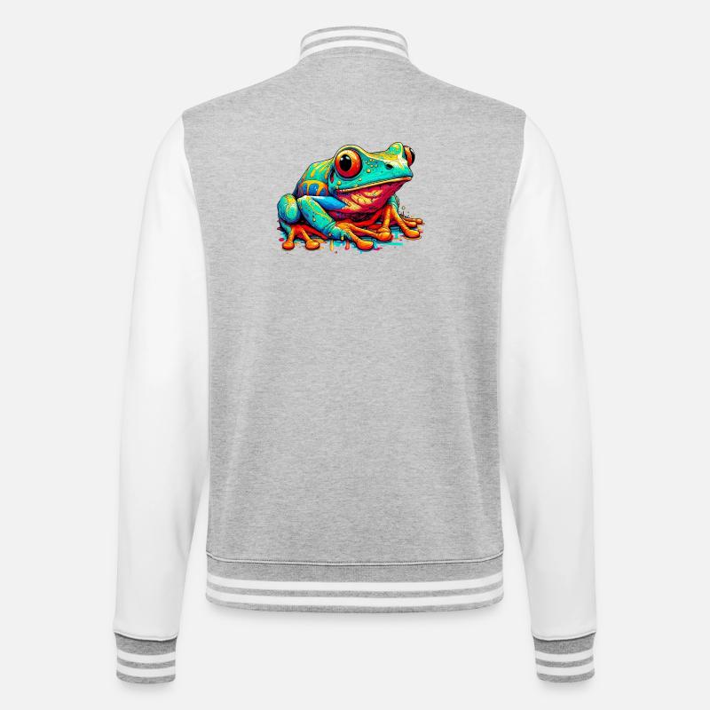 Grenouille - Veste Teddy - gris chiné / blanc
