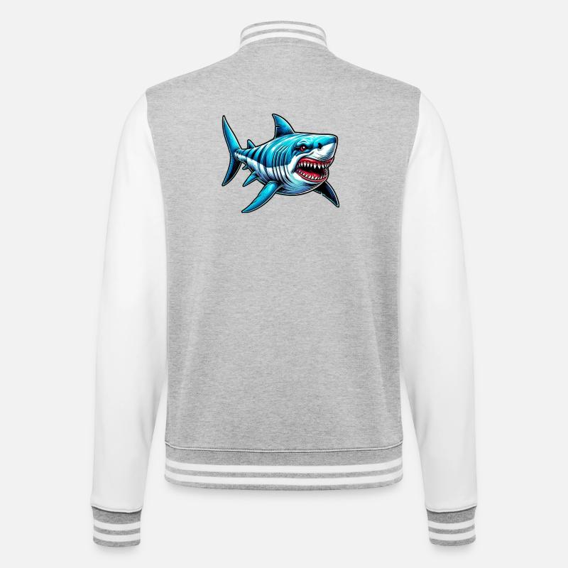Requin - Veste Teddy - gris chiné / blanc
