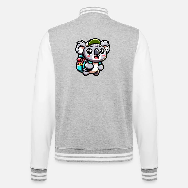 Adventurous Koala Backpacker Illustration - College Sweat Jacket - heather grey/white