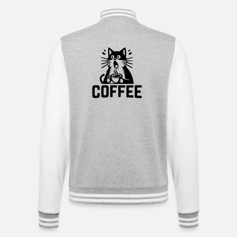 Cat Coffee - College Sweat Jacket - heather grey/white