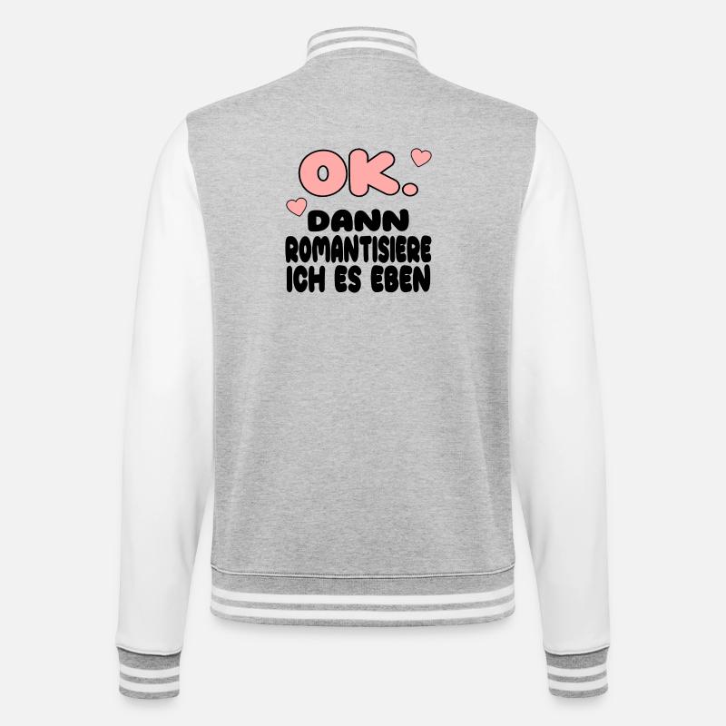 ROMANTISIEREN - College-Sweatjacke - Grau meliert/Weiß