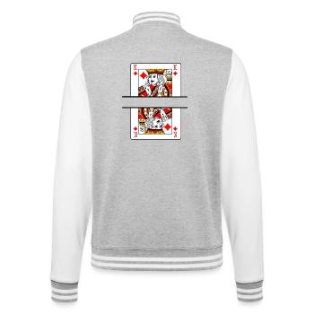 Spielkartenkönig der Karos mit Bannerplatz - College-Sweatjacke - Grau meliert/Weiß - Hinten - Marisol (170cm)