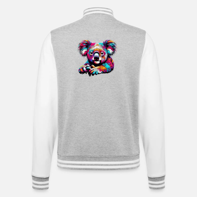 Koala - College-Sweatjacke - Grau meliert/Weiß