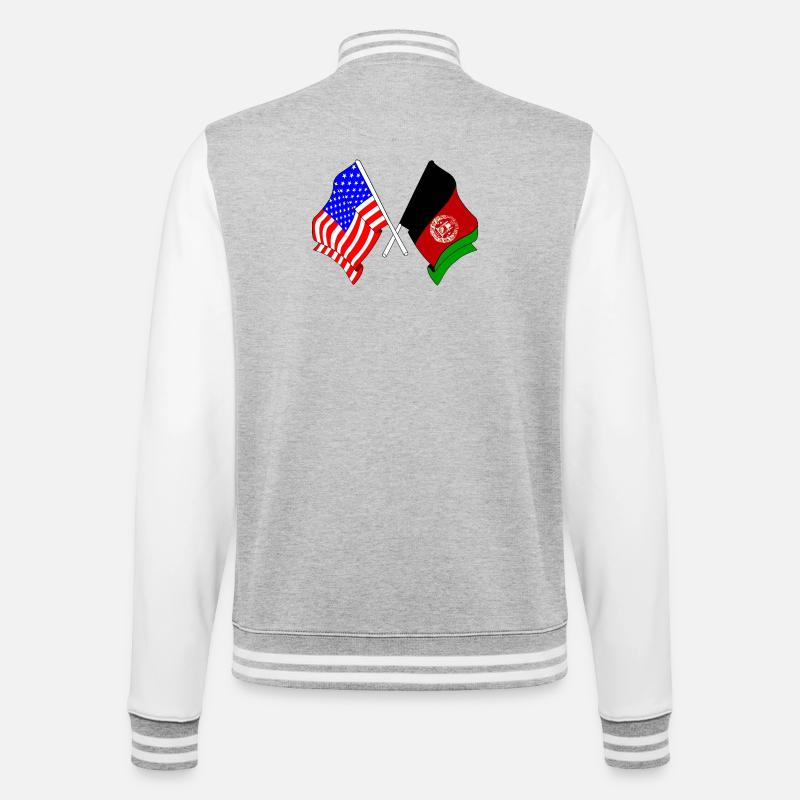 Drapeau des États-Unis Drapeau de l’Afghanistan - Veste Teddy - gris chiné / blanc