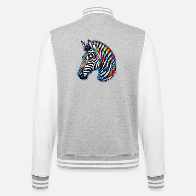 Zebra - College-Sweatjacke - Grau meliert/Weiß