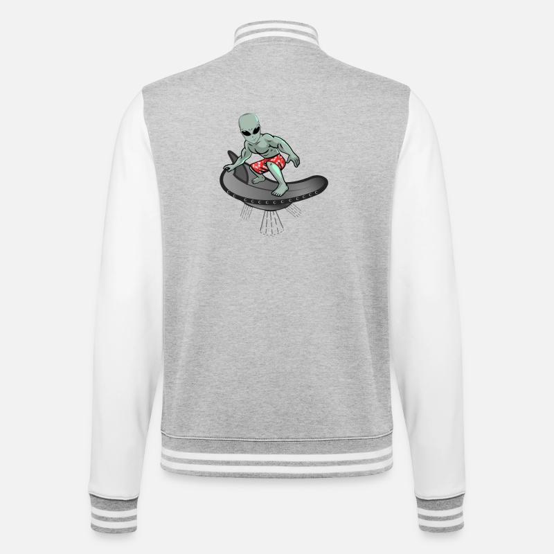 Alien Cool Surfing - College Sweat Jacket - heather grey/white
