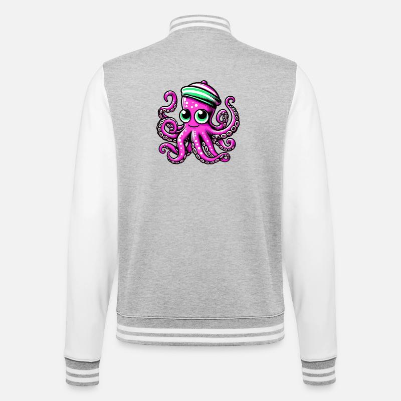 Pieuvre - Veste Teddy - gris chiné / blanc