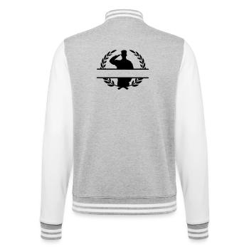 Hommage au soldat en couronne de laurier - Veste Teddy - gris chiné / blanc - Dos - Marisol (170cm)