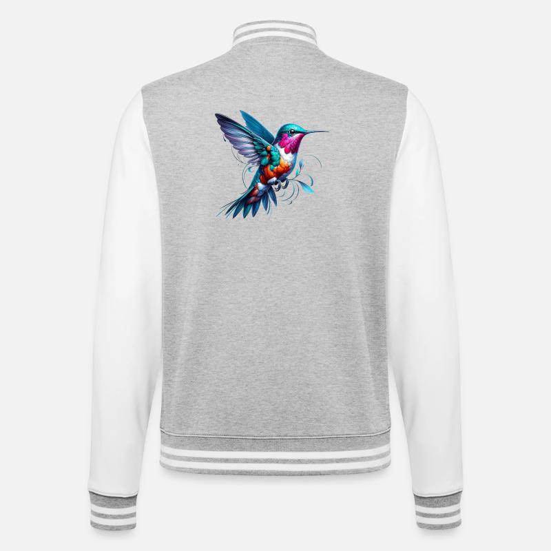 Kolibri - College-Sweatjacke - Grau meliert/Weiß