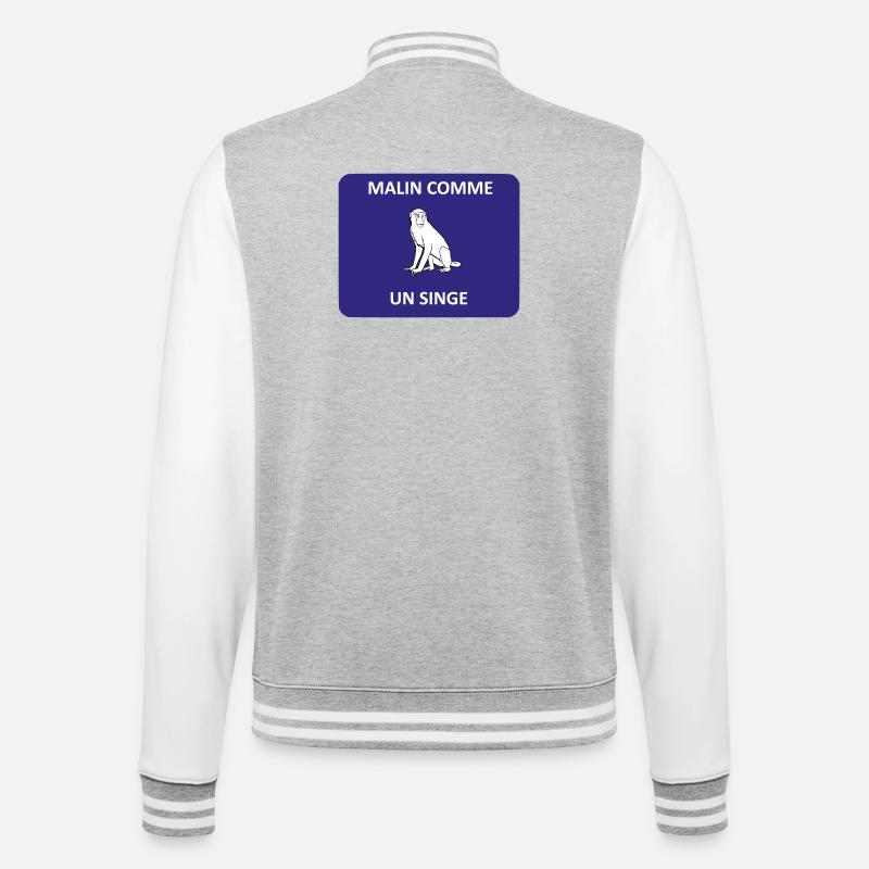 Clever wie ein Affe - College-Sweatjacke - Grau meliert/Weiß