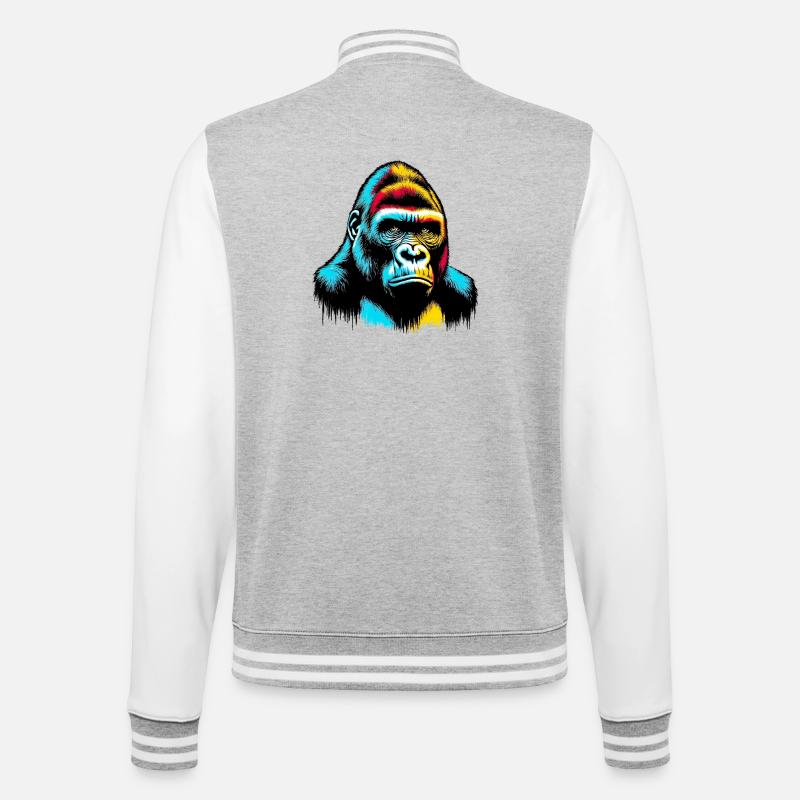 Gorilla - College-Sweatjacke - Grau meliert/Weiß