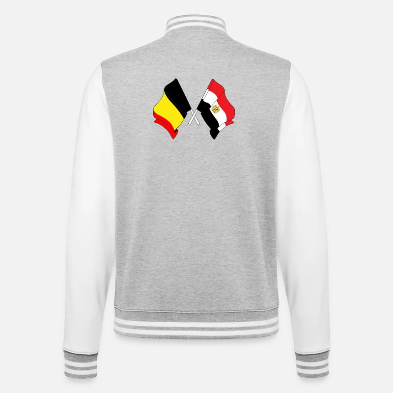 Drapeau Belgique, drapeau Égypte - Veste Teddy - gris chiné / blanc