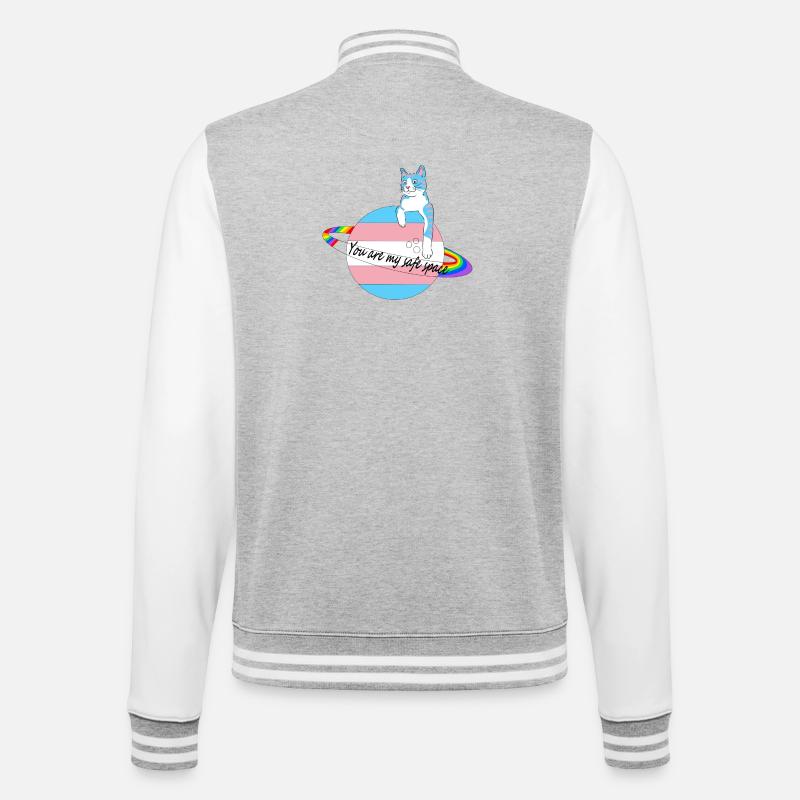 Safe Space Cat - College Sweat Jacket - heather grey/white