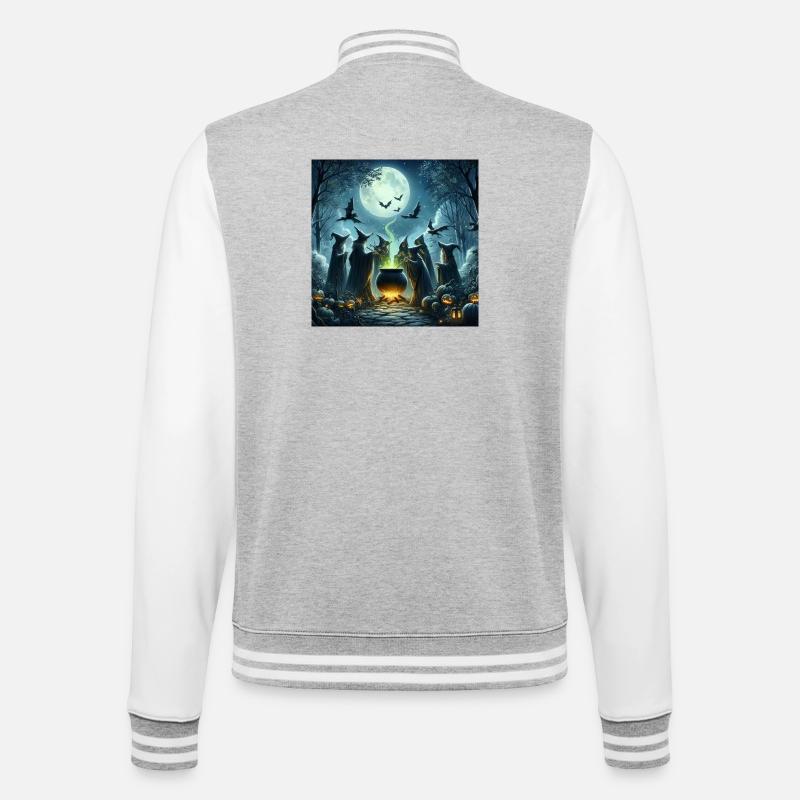 Hexenzirkel - College-Sweatjacke - Grau meliert/Weiß