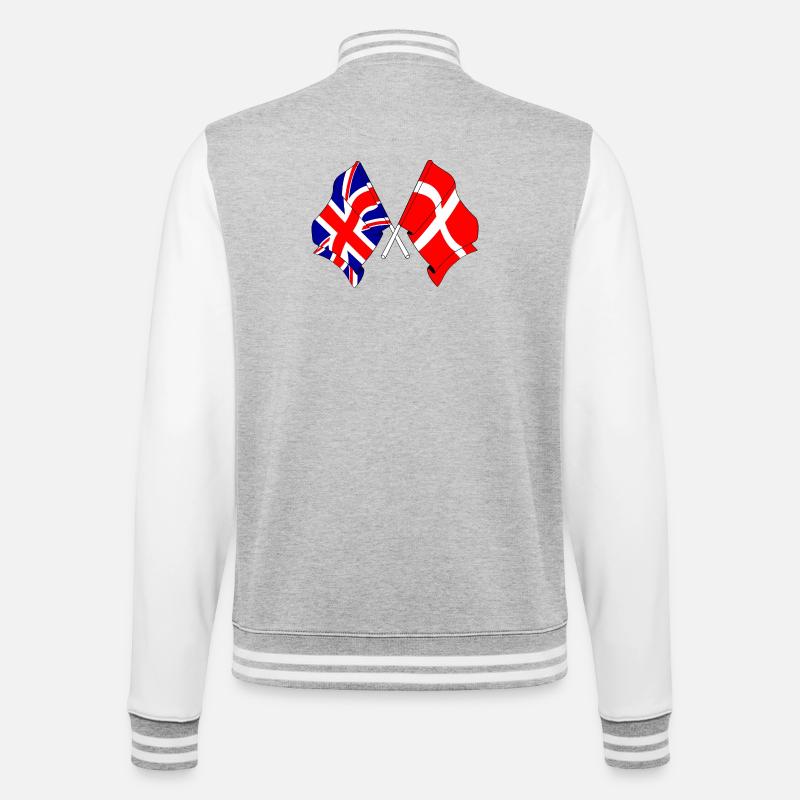 Drapeau de l’Angleterre, drapeau du Danemark - Veste Teddy - gris chiné / blanc