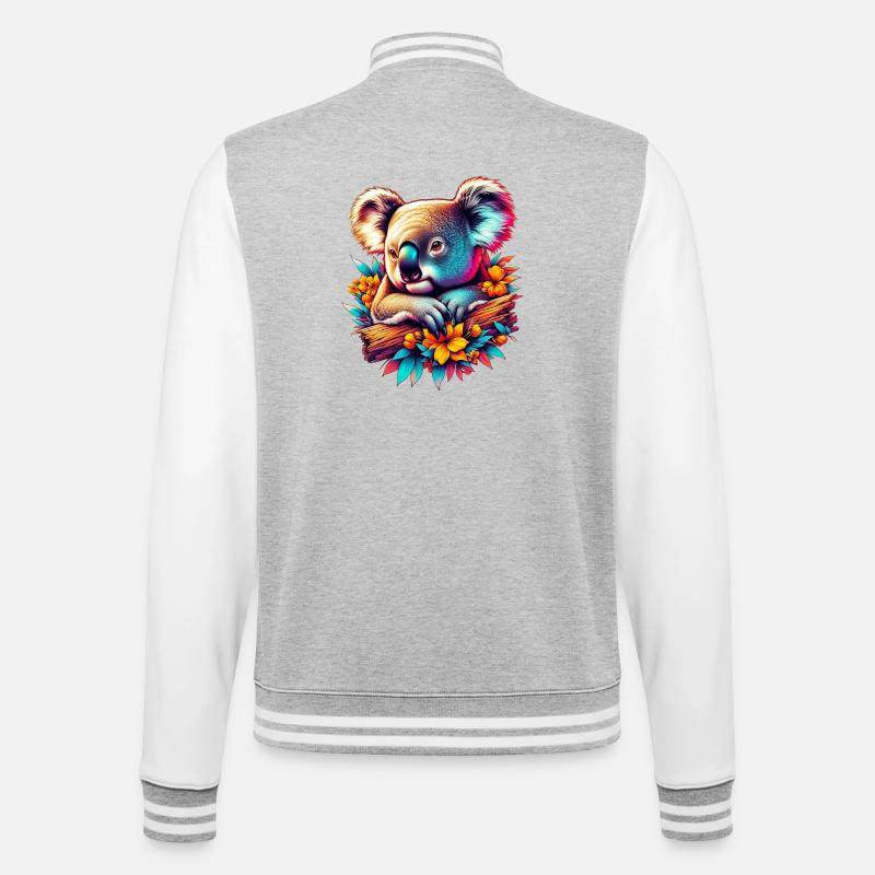 Koala - College-Sweatjacke - Grau meliert/Weiß