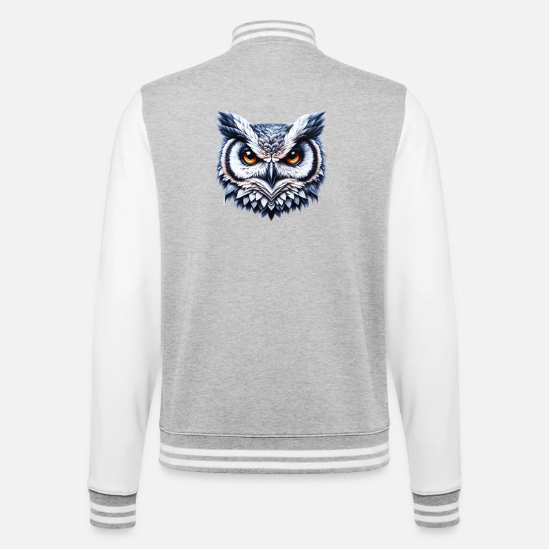Eule - College-Sweatjacke - Grau meliert/Weiß