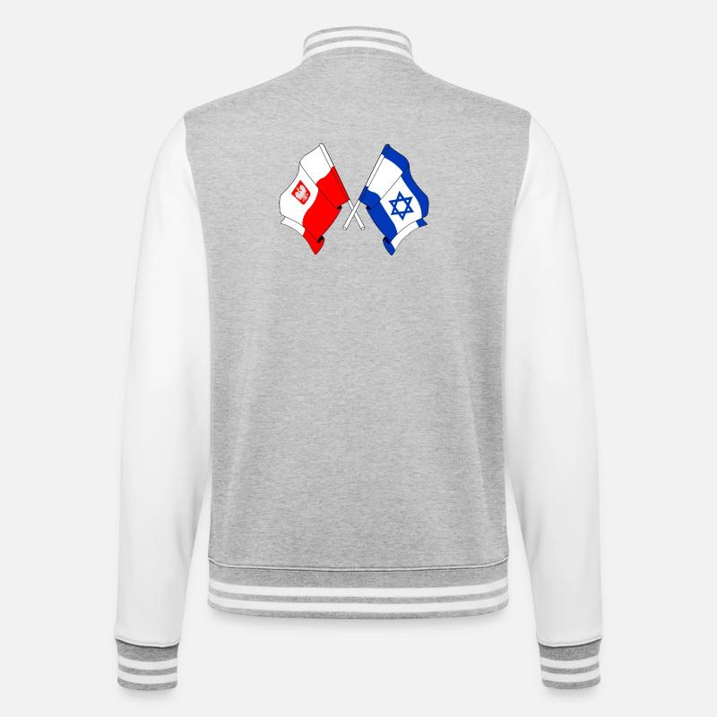 Drapeau de la Pologne, drapeau d’Israël - Veste Teddy - gris chiné / blanc