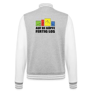 on the Güpfe get set, go-on the summits, get set, go - College Sweat Jacket - heather grey/white - Back - Marisol (170cm)