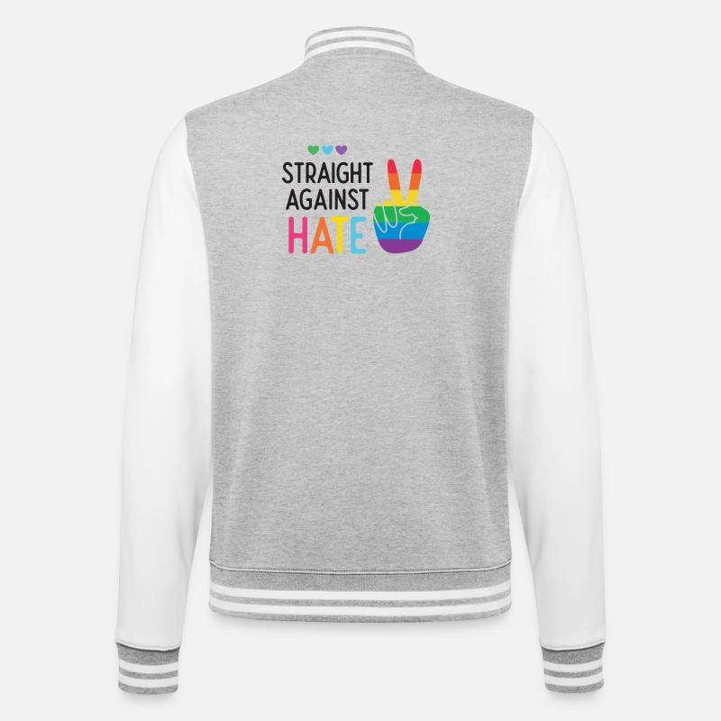 LGBT Pride Month - Straight Against Hate - College Sweat Jacket - heather grey/white