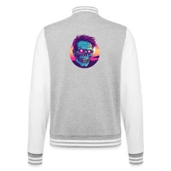 Zombie-Synthwave 2 - College-Sweatjacke - Grau meliert/Weiß - Hinten - Marisol (170cm)