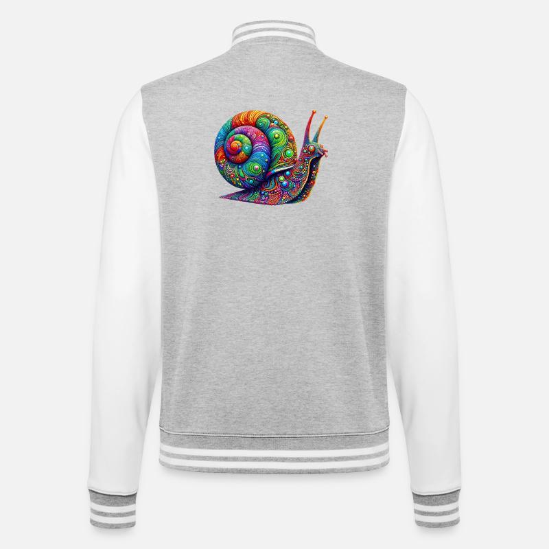 Schnecke - College-Sweatjacke - Grau meliert/Weiß