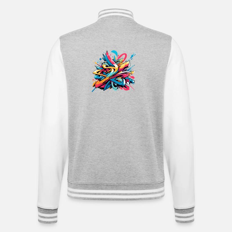 Coole bunte dynamische Graffiti-Illustration - College-Sweatjacke - Grau meliert/Weiß