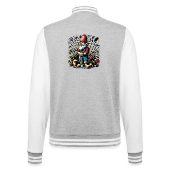 Nain de jardin coloré et vivant entouré d’outils - Veste Teddy - gris chiné / blanc - Dos - Marisol (170cm)