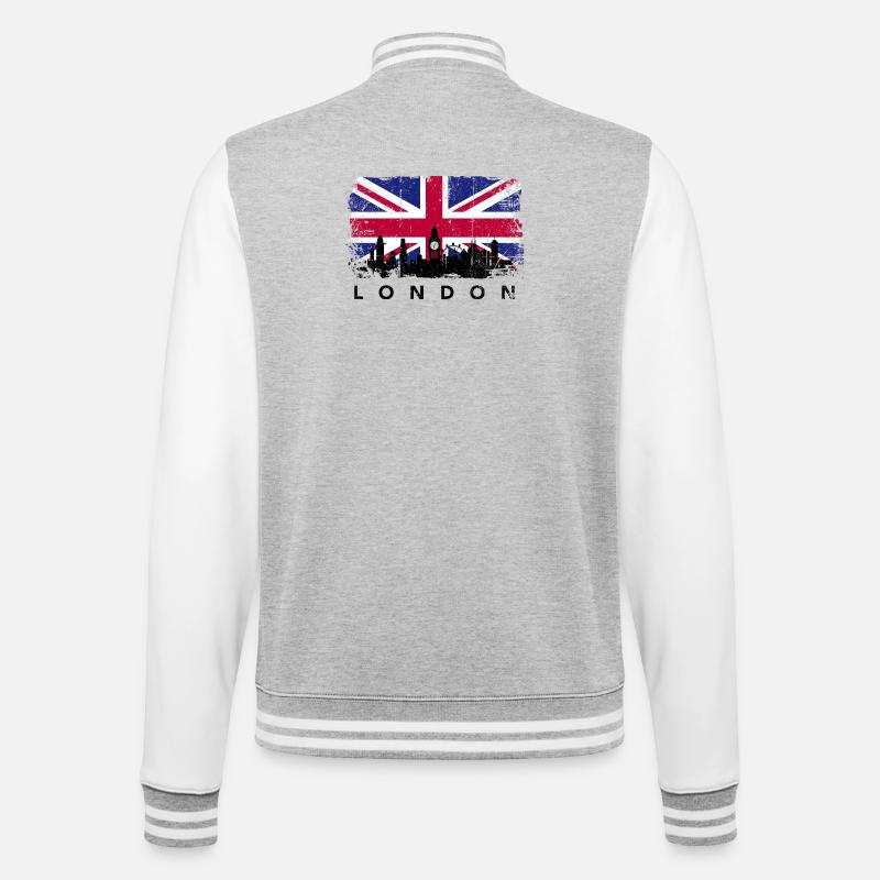 Union Jack Skyline Silhouette - College Sweat Jacket - heather grey/white