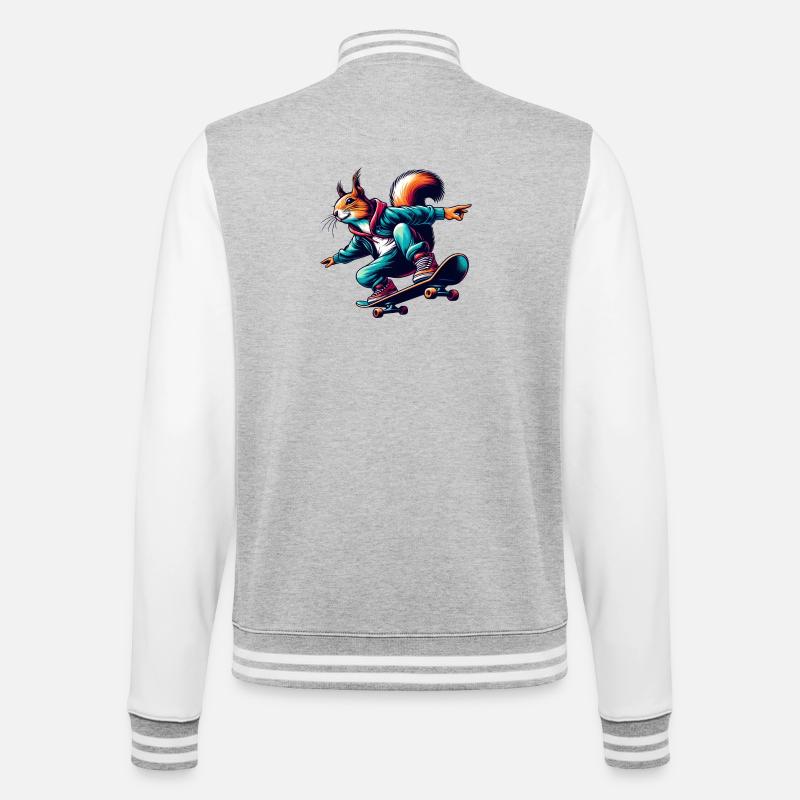 Cool squirrel on a skateboard - College Sweat Jacket - heather grey/white