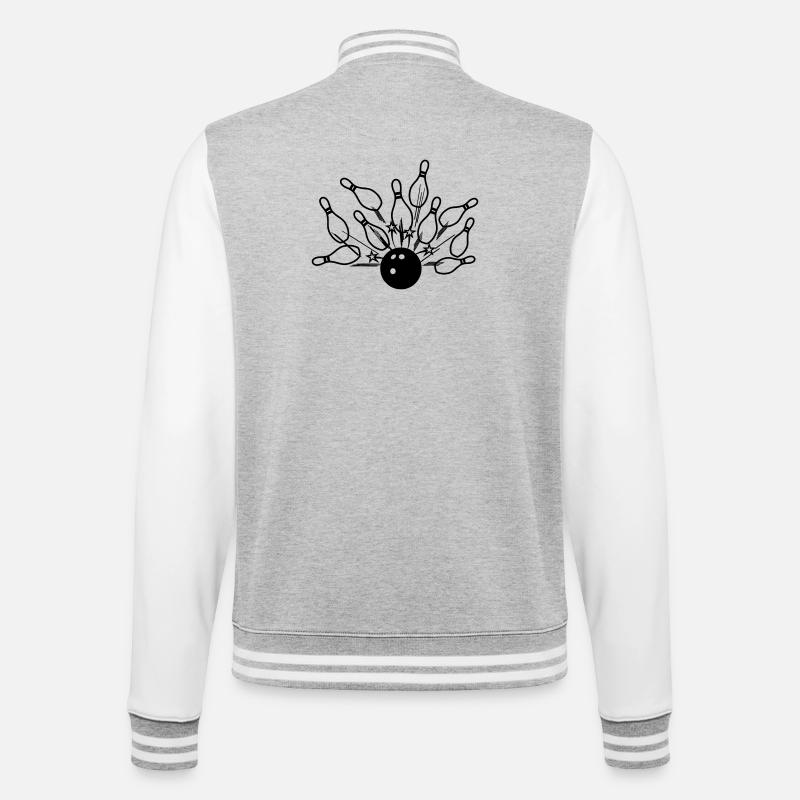 Bowling strike - College Sweat Jacket - heather grey/white