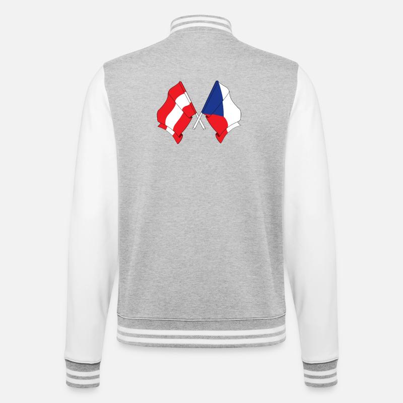 Drapeau Autriche, drapeau République tchèque - Veste Teddy - gris chiné / blanc